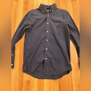 Men's Navy Checkered Button-Down Shirt vineyard vines